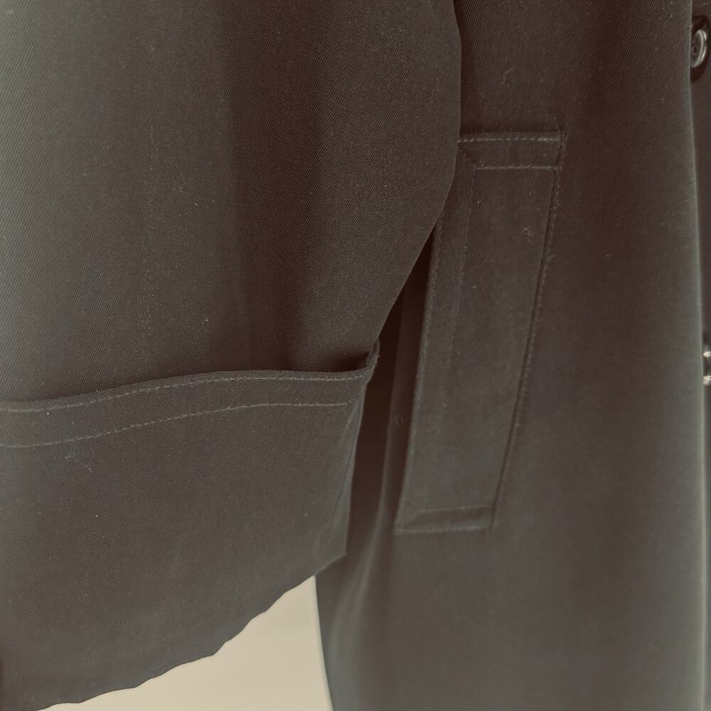 Petite Classic Long Black Trench Coat Women 10 Gallery Minimal Capsule Wardrobe - Picture 3 of 6